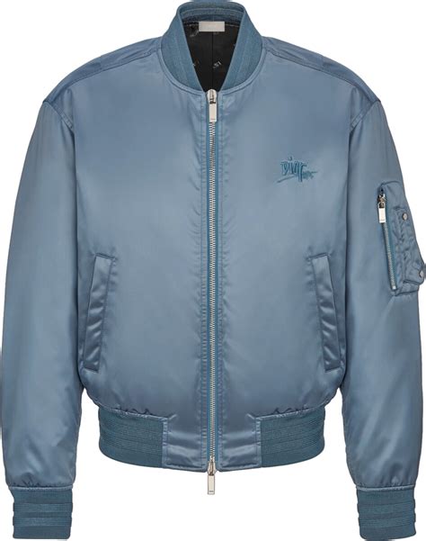 dior x shawn jacket|DIOR AND SHAWN Bomber Jacket Light Blue Technical Satin Twill.